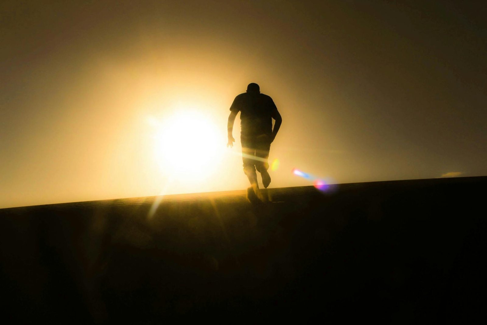 rear view of silhouette man against sky during sunset
